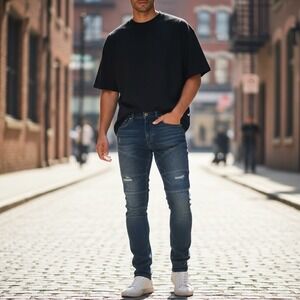 PacSun Jeans Mens Size  30/32  Eco Comfort Stretch Distressed Stacked Skinny New